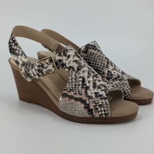 NWT COLE HAAN Snakeskin Leather Wedge Sand…